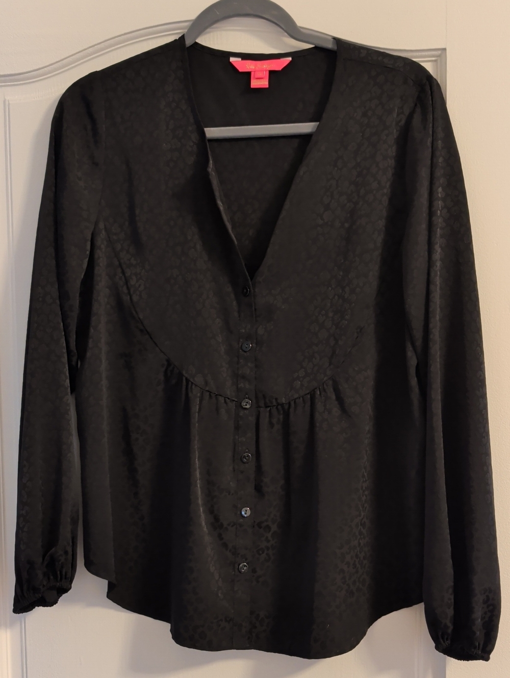 Lilly Pulitzer Black Button-Front Long Sleeve Blouse
